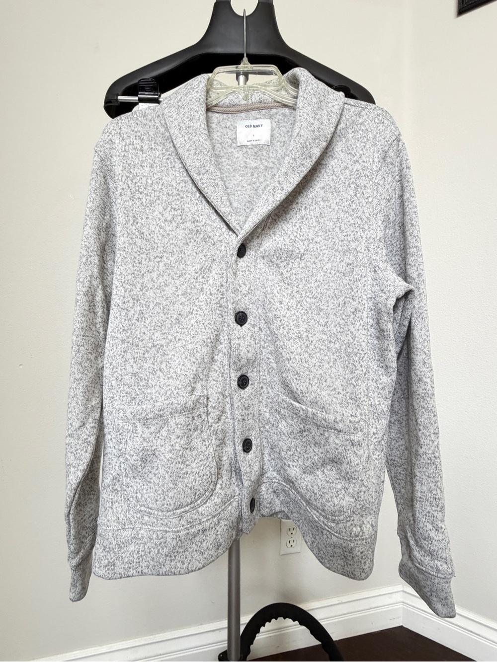 Old Navy Men's Shawl Collar Button-Up Cardigan - Heather Light Gray